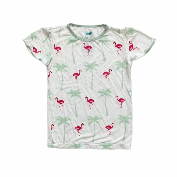 NWOT Catch A Tiger by Kickee Pants Bamboo Flamingo Flutter Sleeve Tee Size 5 - Picture 1 of 4